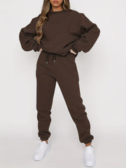 Casual Two Piece Set Crew Neck Long Sleeve Tops & Jogger Pants