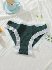5pcs Lace Briefs Comfy Mid Rise Intimates Panties Women's Lingerie