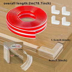 Baby Proofing 199 Clear Edge Protector Strip With Silicone Corner Protector