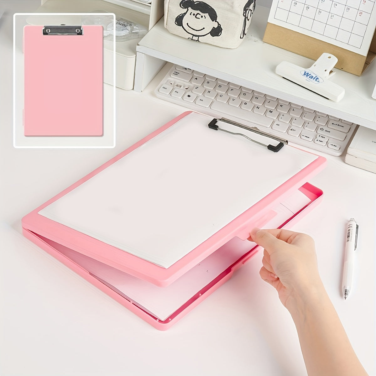 2in1 File Clipboard Storage Box Transparent Organizer Waterproof