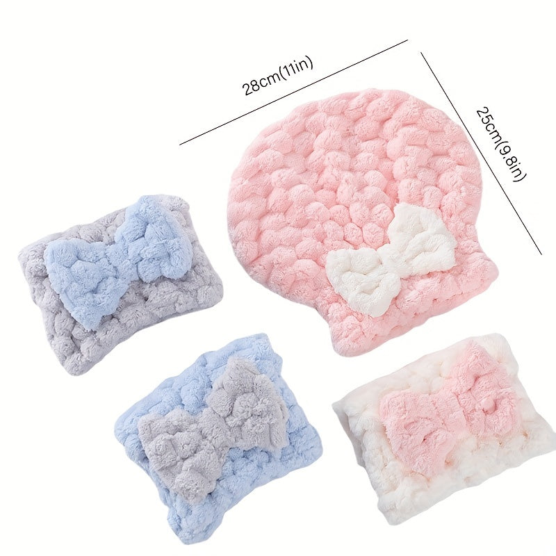 Thick Hair Towel & Absorbent Shower Cap Set - Soft & Skin-friendly