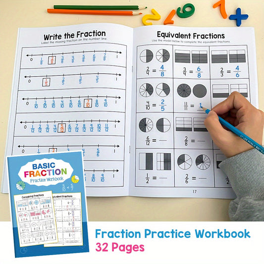 Fractions Practice Book for Ages 3-5 with Colorful Illustrations
