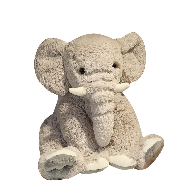 Ultra Soft Grey Elephant Plush Toy with Tusks