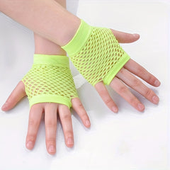Y2K Short Fishnet Gloves Elastic Punk Fingerless Gloves