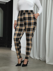 Women's Plus Plaid Print High Rise Skinny Trousers