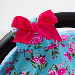 Pink Flowers Print Girls Car Seat Sunshade Cover Canopy