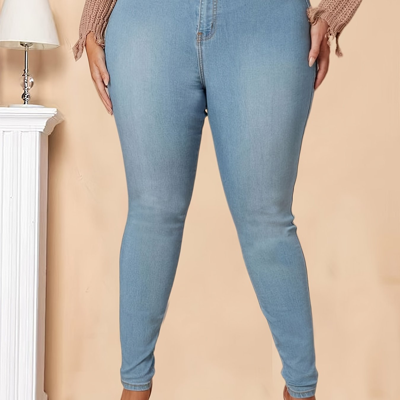  High Rise Skinny Jeans Women's Plus Denim Pants