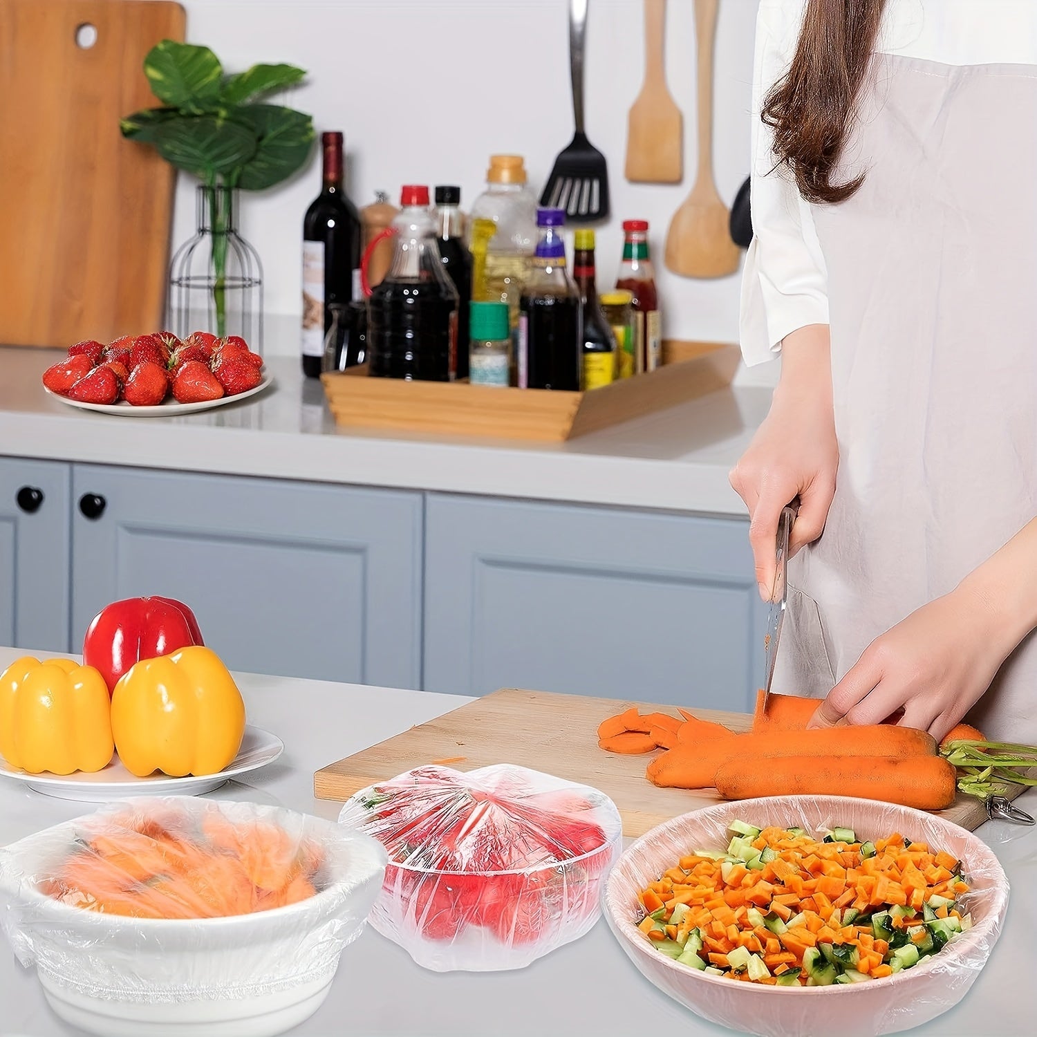 100-200pcs Reusable Elastic Food Storage Bags