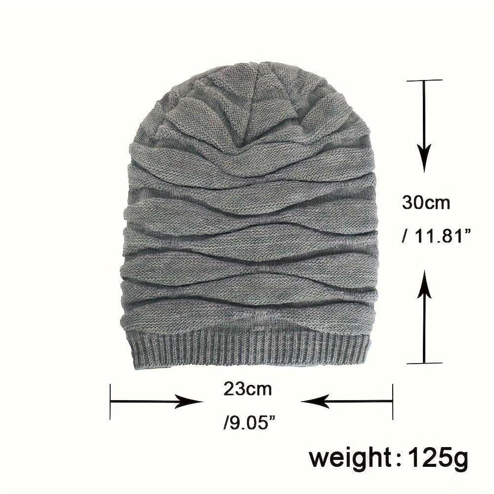 Winter Knitted Velvet Beanie Hat Warm Outdoor Pullover Cap