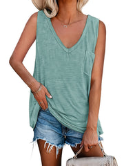 Solid V-Neck Tank Top for Women