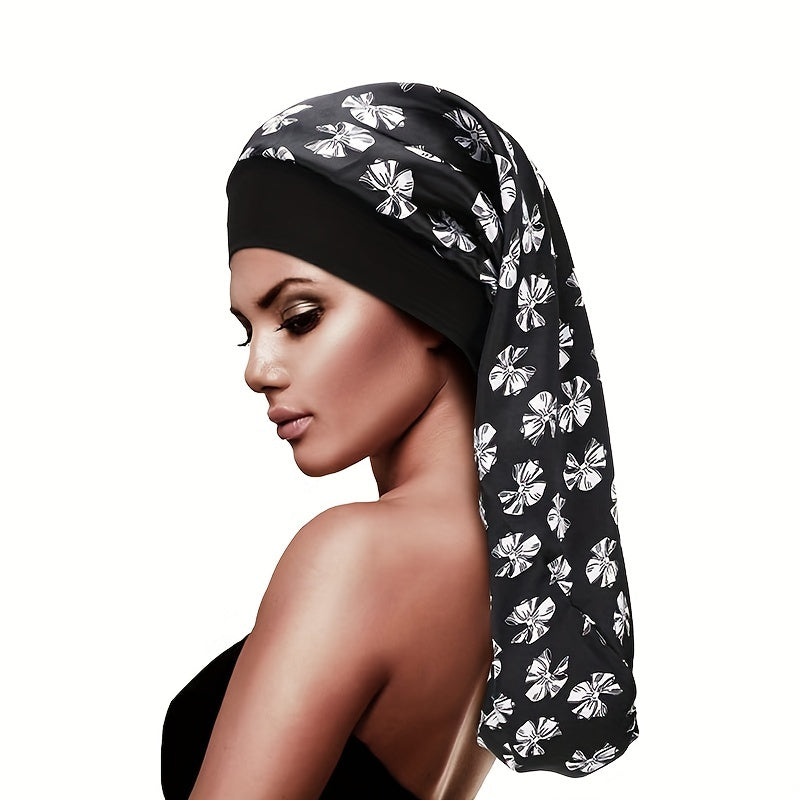 Floral Print Bandana Turban Cap Soft Silk Satin Sleep Cap
