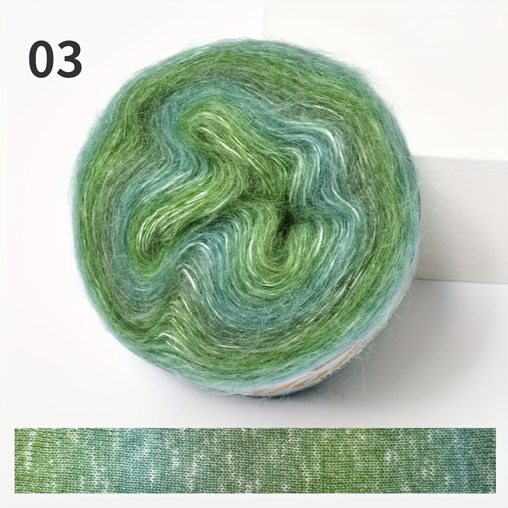 2pcs Gradient Mohair Long Dyed Fine Thread For Crocheting Sweater