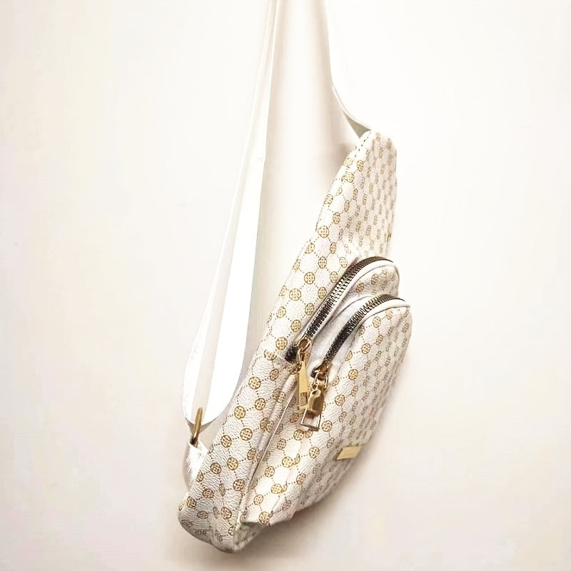 Geo Print Sling Bag PU Leather Crossbody Bag
