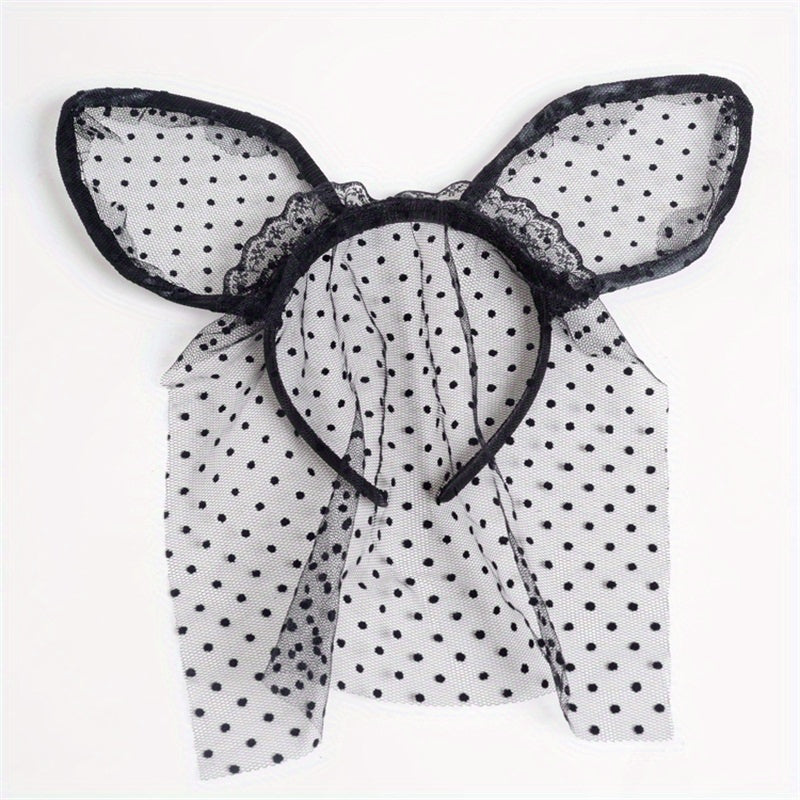 Lace Veil Cat Ears Hair Hoop for Women