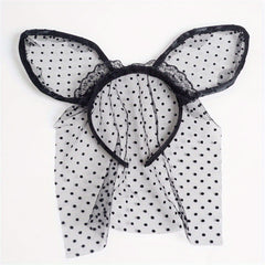 Lace Veil Cat Ears Hair Hoop for Women