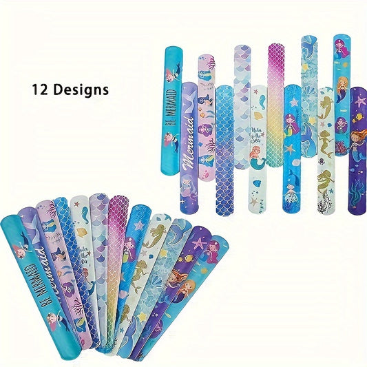 Mermaid Slap Bracelets 12pcs Vibrant Party Favors & Birthday for Kids