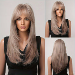 55 88 Cm Butterfly Haircut Omber Long Straight Layered Wigs Synthetic Hair