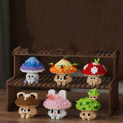 6pcs Mushroom Building Blocks Set, 1970pcs Creative Plant Toy, Desktop Ornament