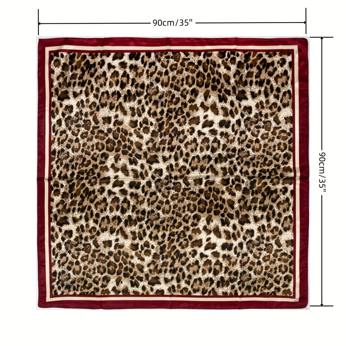 Leopard Printed Headscarf Satin Square Scarf Bandana Silk Feeling Headband