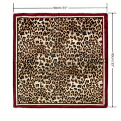 Leopard Printed Headscarf Satin Square Scarf Bandana Silk Feeling Headband