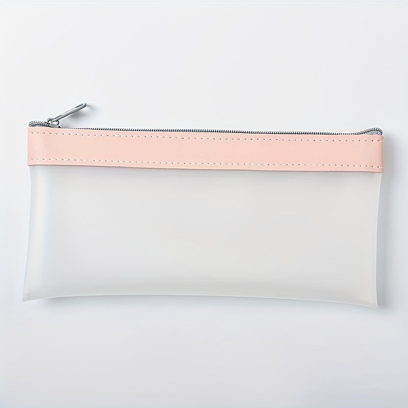 Transparent Frosted Pencil Case Zipper Cosmetic Storage Bag