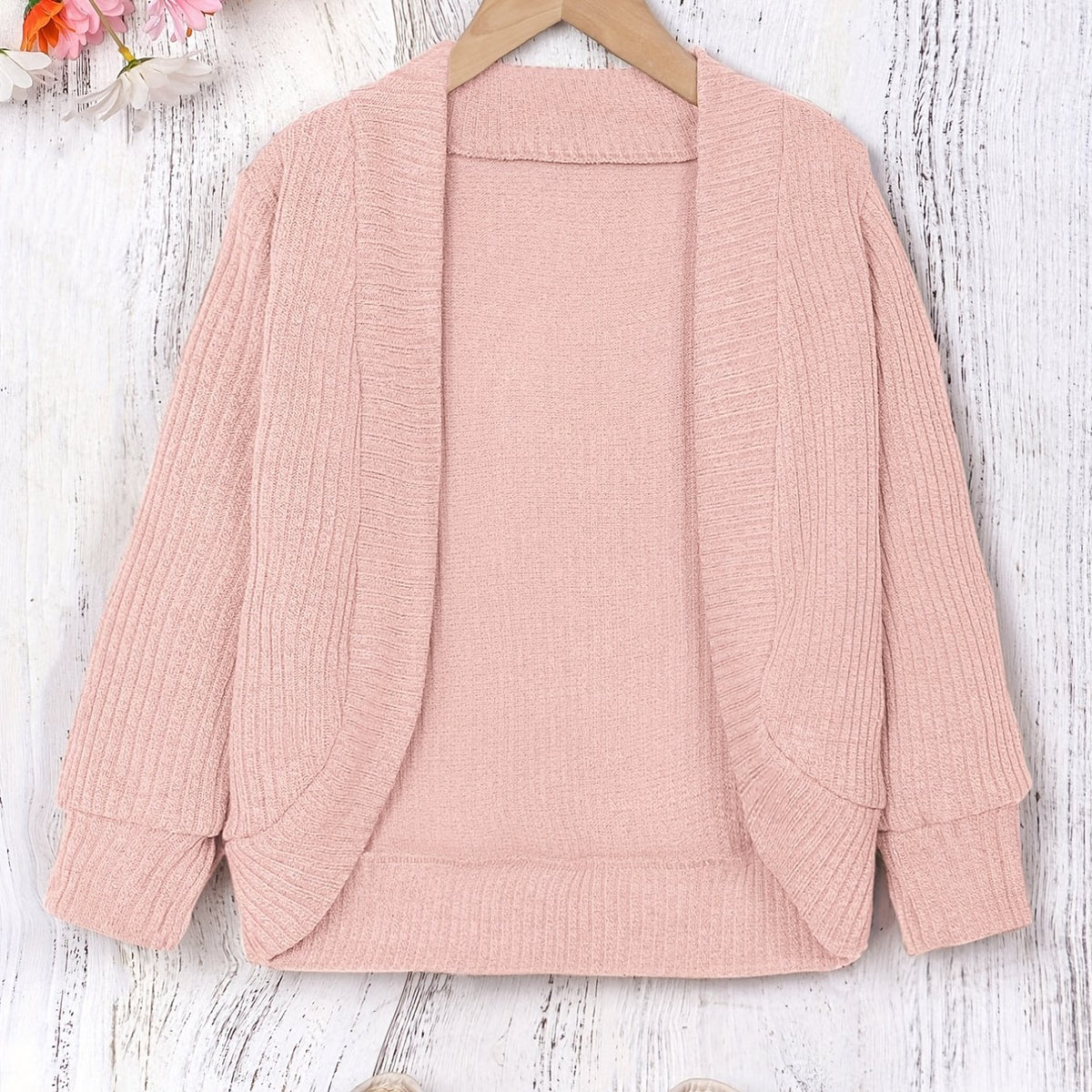 Toddler Girls Shawl Knit Cardigan Open Front Sweater Coat Versatile Spring Fall