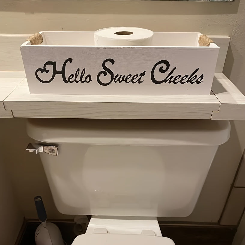 Toilet Tank Storage Box Wooden Bathroom Decor Box Rustic Toilet Paper Storage