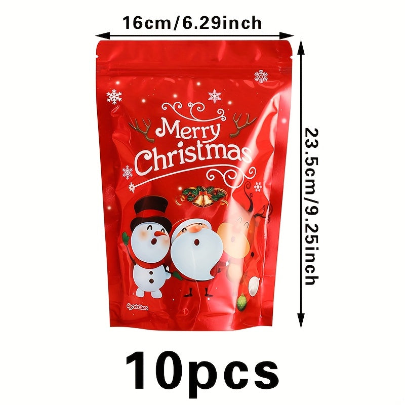 10pcs Christmas Pearl Candy Gift Bags Party Decoration Bags