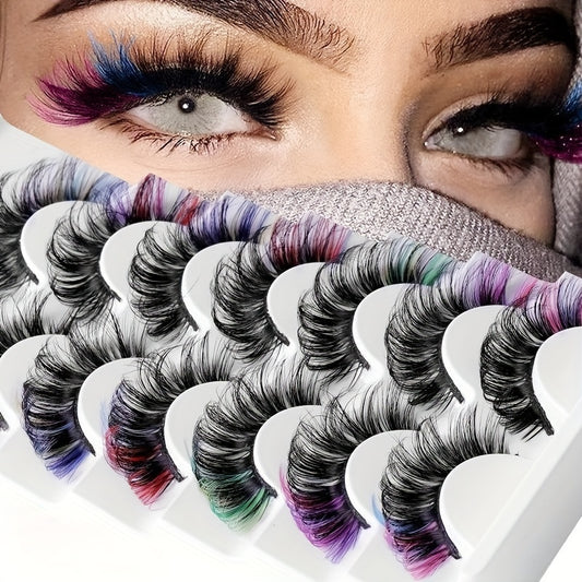 7 Pairs DIY False Eyelashes 6D Curly Soft Bushy Colored Perfect Fitting