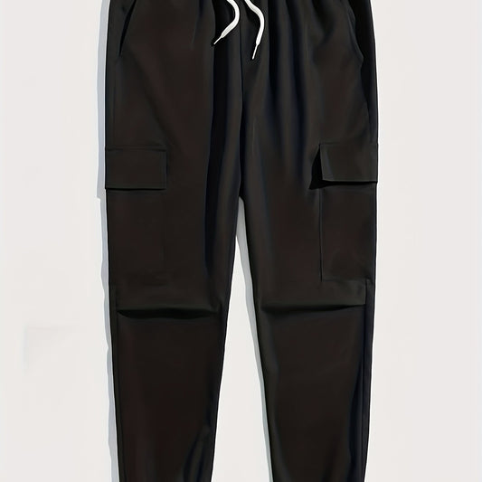 Men's Classic Cargo Pants Drawstring Joggers for Autumn Summer