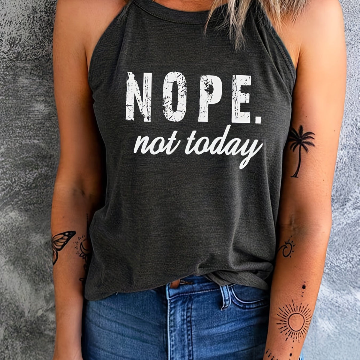 Letter Print Sleeveless Tank Top for Summer