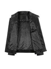 Men's Middle aged PU Leather Jacket With Zipper