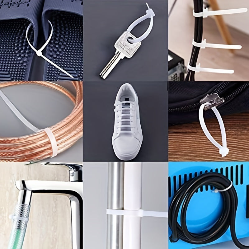 100pcs Transparent Self-Locking Cable Zip Ties for Indoor/Outdoor Use