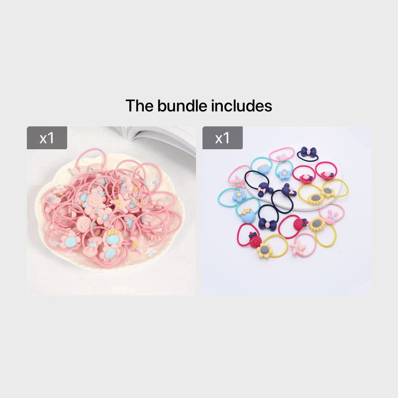 20pcs Children's Hair Ties Rubber Bands for Girls' Accessories