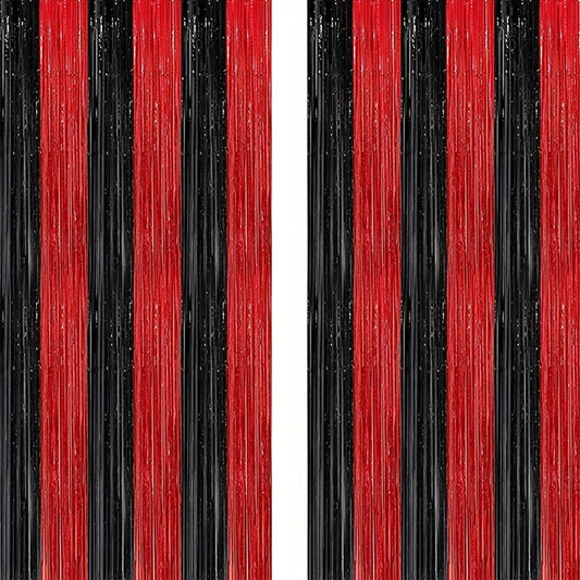 Red Fringe Curtain 243x84x97 cm Backdrop Party Decor
