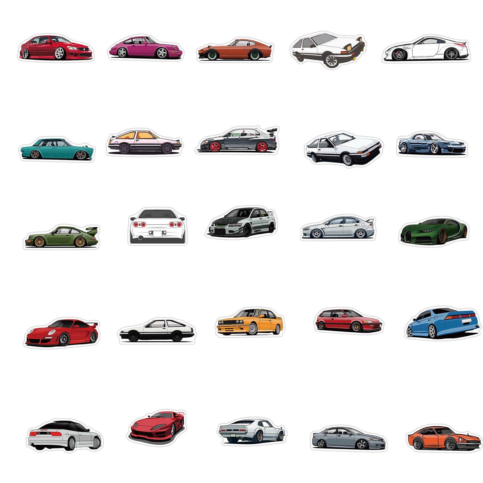 100pcs Cartoon Race Car Waterproof Stickers