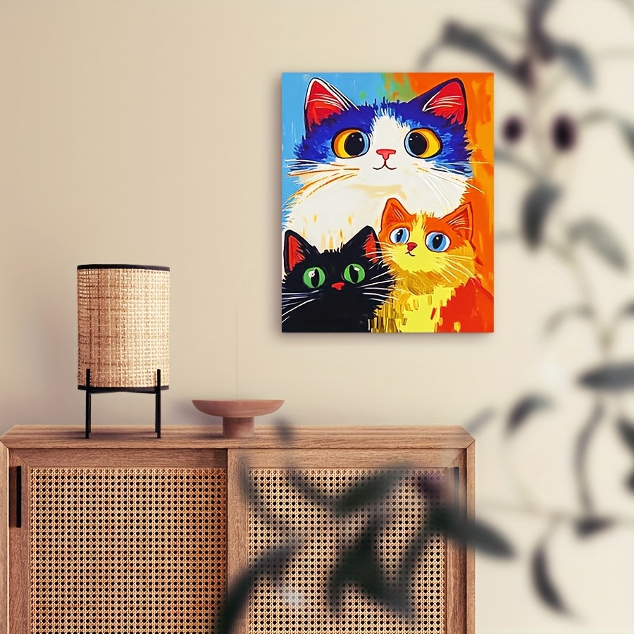 DIY Three Cats Digital Painting Kit for Adults - Home Decoration Gift