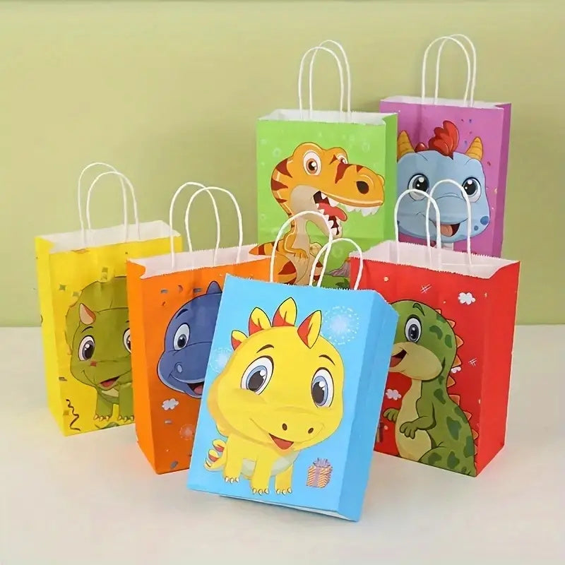 6pcs Dinosaur Tote Bags Birthday Gift Candy Chocolate Packaging Bags
