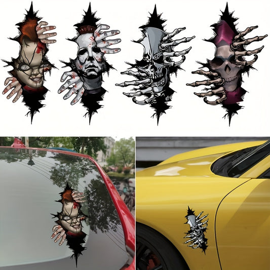 Spooky Skull Car Sticker for Halloween