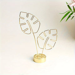 Metal Monstera Leaf Card Holder Golden Rose Note Desktop Decoration