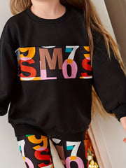 Girl's 2pcs Sweatshirt & Leggings Set Casual Outfits Kids Clothes