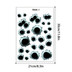3D Simulation Bullet Hole Car Sticker Set