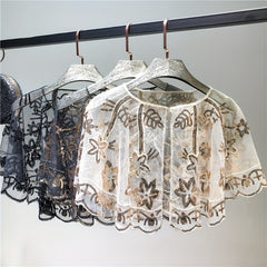 Vintage Sequin Embroidery Shawl Ruffles Cape