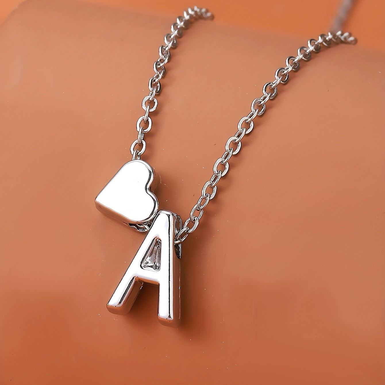 Silver Love 26 Letter Necklace With Heart Pendant Clavicle Chain