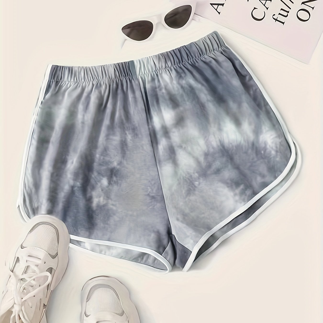 Women's Plus Tie Dye High Rise Sporty Shorts