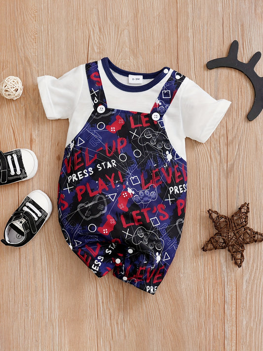 Newborn Infant Letter Print Romper Short Sleeve Jumpsuit