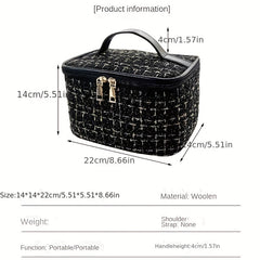 Stylish Fancy Tweed Cosmetic Bag Lightweight Travel Toiletry Bag