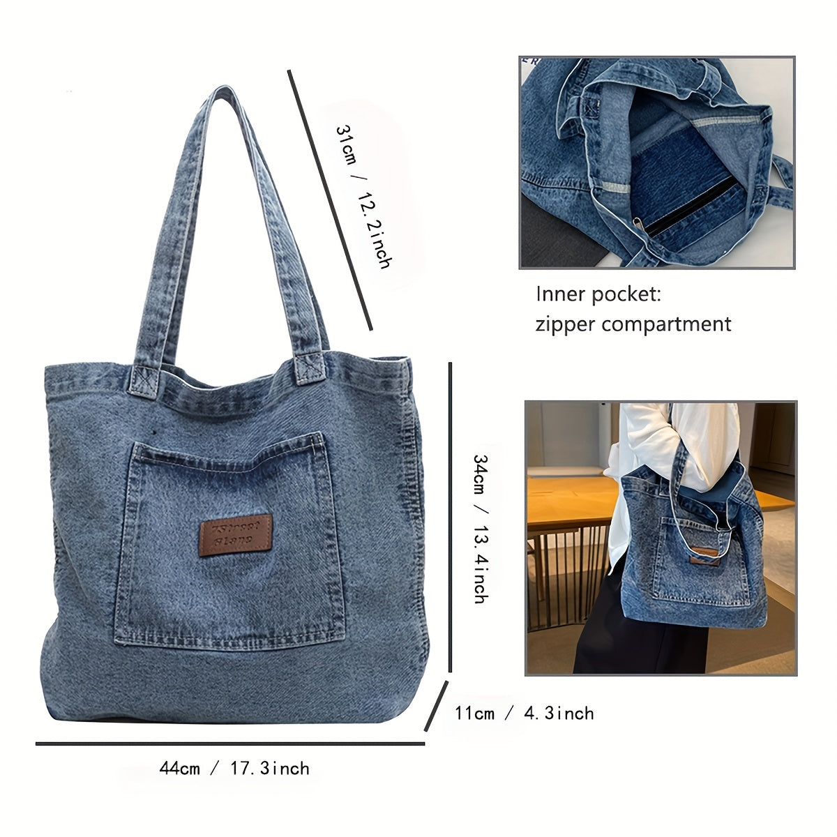 Denim Shoulder Bag All Match Novelty Tote Shopping Bag Women's Handbag