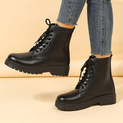 Chunky Heel Ankle Boots Lace Up Short Boots Women's Footwear