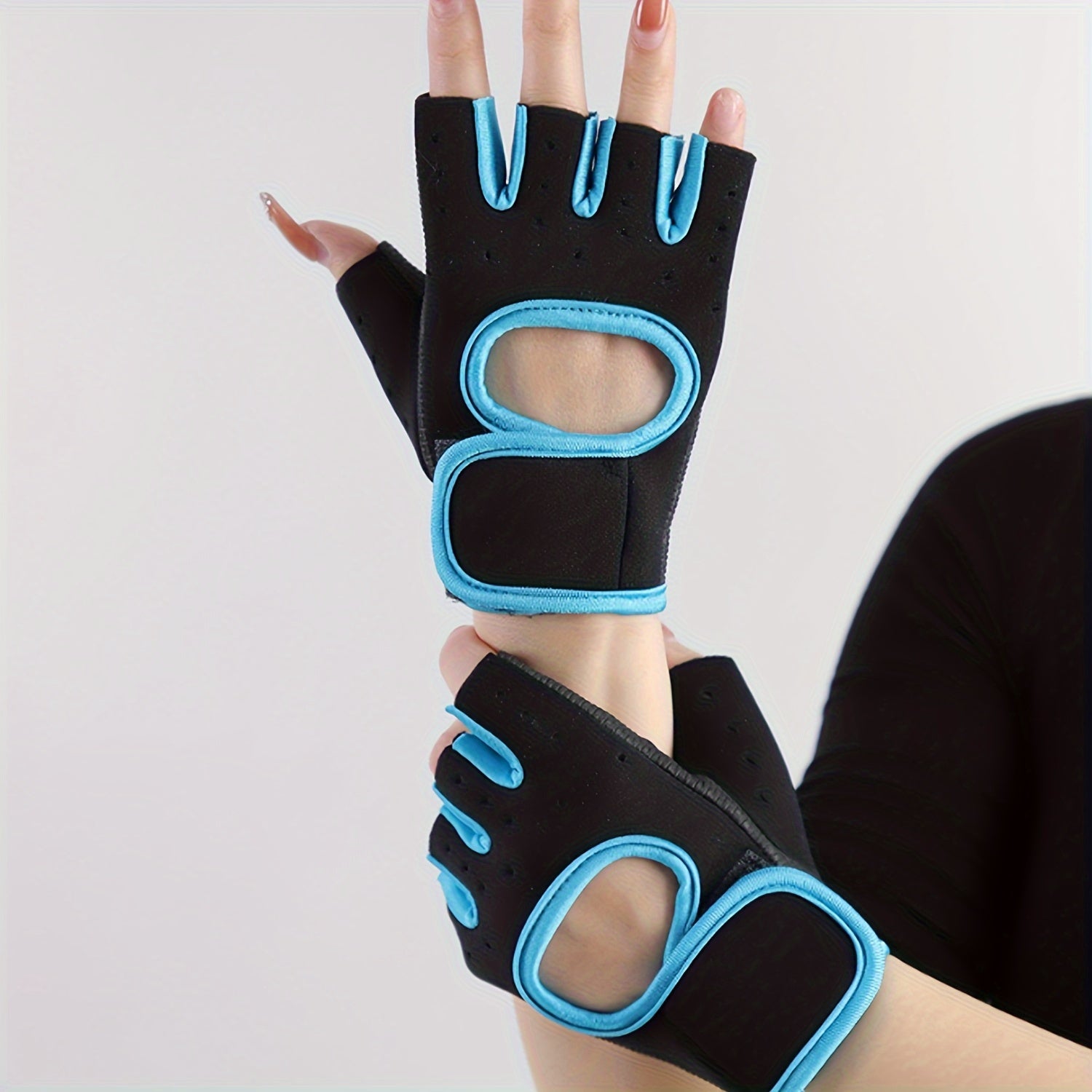 Solid Fingerless Gym Gloves Non slip Fitness Sports Gloves
